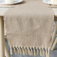 Camino de mesa tejido para boda, mantel de algodón con borlas, estilo granja, para fiesta, cocina, comedor - details 0