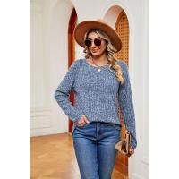 Jersey de manga larga para mujer, camiseta holgada con cuello redondo, tops de Color sólido, otoño e invierno, nuevo - details 28