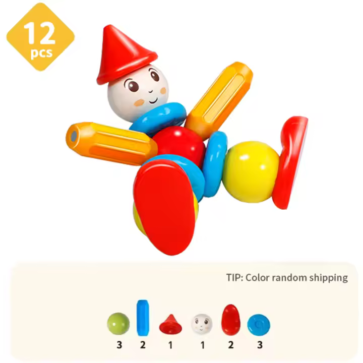 Un juego de juguetes para niños con bloques de construcción magnéticos, bloques de construcción de barras magnéticas, juguetes educativos para niños Montessori - 1
