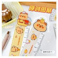 Juego de reglas de dibujos animados Kawaii de capibara de anime 2024, juego de transportador triangular de papelería para estudiantes con dibujos animados, regalos para niños - details 5