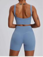 Conjunto deportivo USTADO de 2 UDS Yoga TRE para mujer, sujetador de entrenamiento transpirable Fiess, camiseta corta de manga larga para gimnasio, parte inferior ajustada para acampar - details 37