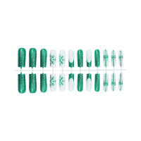 Nuevas Uñas Desmontables de Polvo Verde Brillante Estilo Navidad Adhesivo para Uñas de Europa y América 24 Piezas - details 4