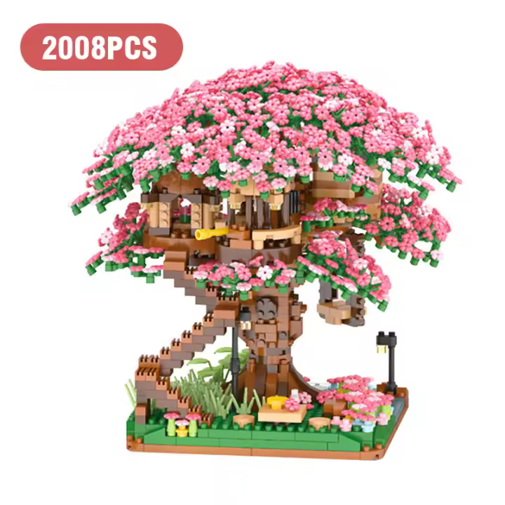 Bloques de construcción de ladrillos DIY, modelo de casa en el árbol, conjunto de Constructor, juguete para niños, ciudad, Micro Cherry Street View, juguetes de ladrillos, regalo del Día de los niños - 1