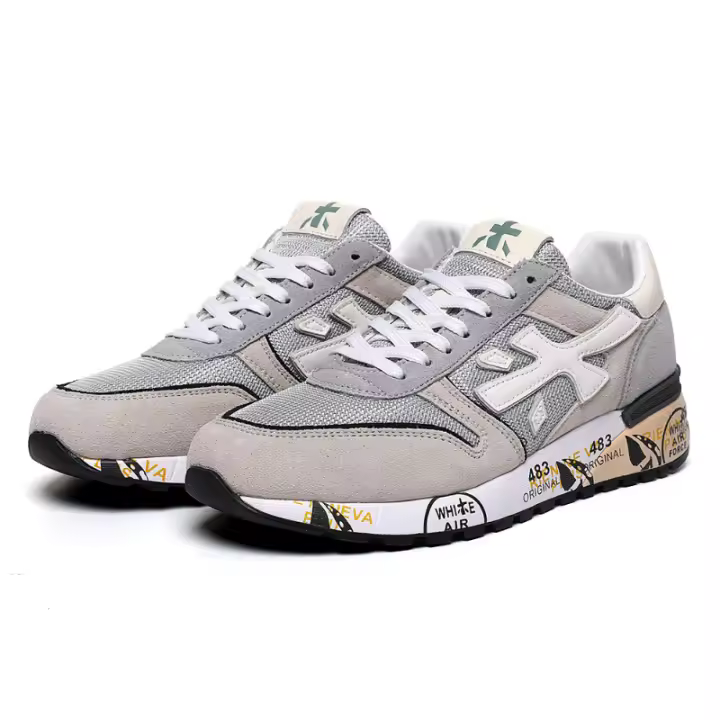 Moda nuevos zapatos masculinos con zapatillas deportivas casuales de cuero retro transpirables de suela gruesa - 1