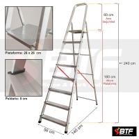 7 Peldaños en Aluminio - Escaleras Plegables Aluminio - Hecho en Europa - Portátil y Plegable. BTF-TJL107 - details 12