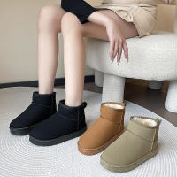 Botas de nieve de ante de vaca para mujer, botines cálidos con felpa gruesa, para clima frío, novedad de invierno, 2023 - details 8