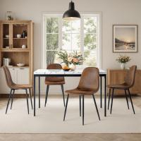Juego de 4 sillas giratorias de ante para comedor con asiento acolchado, sillas de diseño para salón o cocina, con patas de metal negro, marrón - details 70