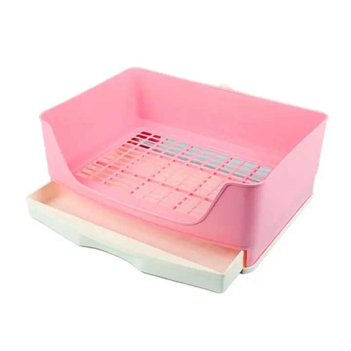 Caja de arena Rectangular para conejos con cajón, caja de inodoro de esquina de conejo de plástico extraíble, almohadilla de entrenamiento de inodoro para mascotas de gran espacio - 1