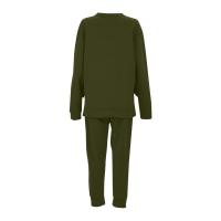 2025 Conjunto deportivo informal de dos piezas para mujer, sudadera con cuello redondo, pantalones largos con sandalias, color sólido - details 2