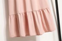 Vestido largo ajustado a la cintura con jersey de manga larga de color liso para mujer - details 25