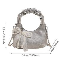 Bolso plisado de lentejuelas de estilo coreano, bolso cruzado con cadena y colgante de lazo exquisito, bolso de hombro ligero de Color sólido - details 0