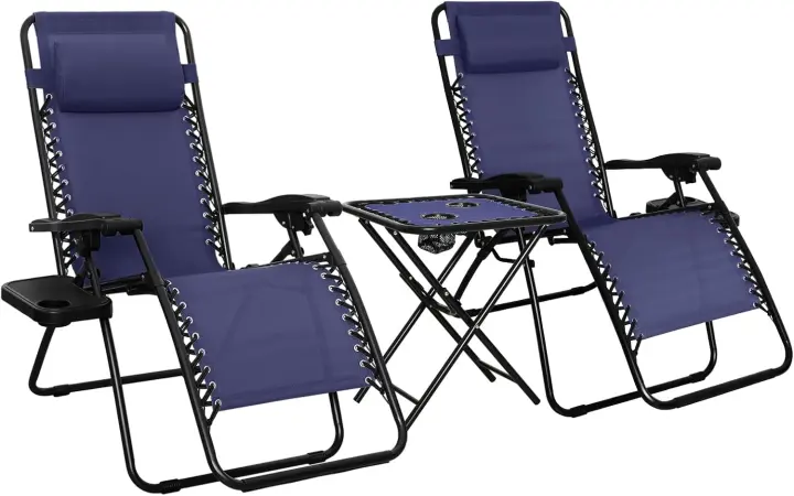 Sillas de Oficina Plegables Soporte de Cabeza Acolchado, Reclinable, Acero Aleado - 1