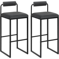 Taburetes de Cocina Altos con Resalto 2X Taburetes Cuadrados con Asiento de Terciopelo - details 8