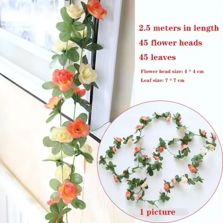 Caliente 2M corona de glicina decoración de viñedo Nudo de mariposa planta vid flor artificial pared - 1