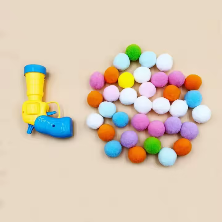 Pelota silenciosa de juguete para gato, pistola de disparo con pompones, bola de pelo para perro y gato, catapulta, pelota para mascota, placer personal - 1