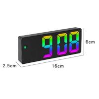 Reloj despertador digital con espejo LED, brillo ajustable 12/24 horas, pantalla grande colorida, relojes de escritorio, decoración de escritorio para dormitorio - details 1