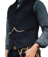 Chaleco de negocios, chaqueta informal ajustada, chalecos para hombre de groso, traje de boda para hombre, chaleco marrón de lana de boda Tweed - details 7
