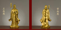 Bodhisattva Ksitigarbha de cobre puro en la montaña Jiuhua, con una gran decoración de la estatua de bronce de los Tres Santos Samantabhadra - details 5
