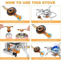 Gas de Camping, 3600W Cocina de gas portátil, Mini Estufa Plegable de Acero con Encendido Piezoeléctrico, Hornillos Portátiles de Camping Split con Adaptador para Camping, Picnic, Senderismo - details 4