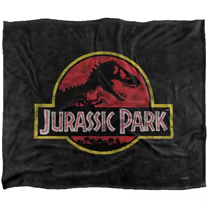 Manta de tiro supersuave con logotipo clásico de Jurassic Park, tacto sedoso con licencia - 1