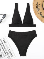 Bikini unicolor para mujer, traje de baño Sexy, conjunto de Bikini con Push-up, traje de baño brasileño, ropa de playa para verano - details 21