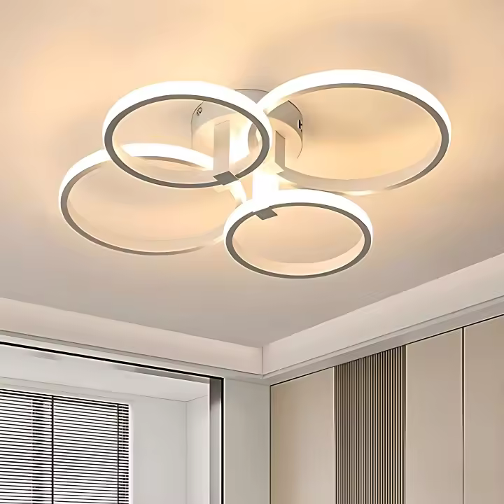 Goeco Lámpara de Techo LED Moderna de Aluminio 48W, Eficiencia Energética, Montaje Semi-Flush, Forma Redonda, Iluminación Blanca Fría - 1