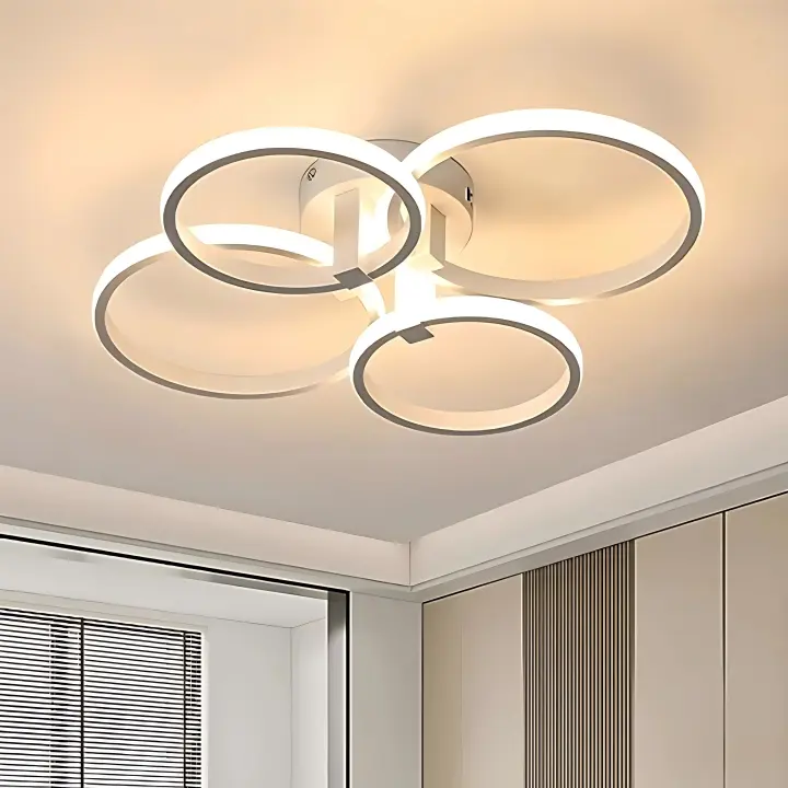 Goeco Lámpara de Techo LED Moderna de Aluminio 48W, Eficiencia Energética, Montaje Semi-Flush, Forma Redonda, Iluminación Blanca Fría - 1