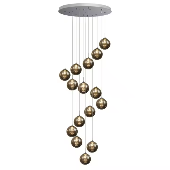 CBJKTX Lámpara colgante de cristal para mesa de comedor con altura ajustable, lámpara colgante moderna para escalera, lámpara de araña de 15 llamas - 1