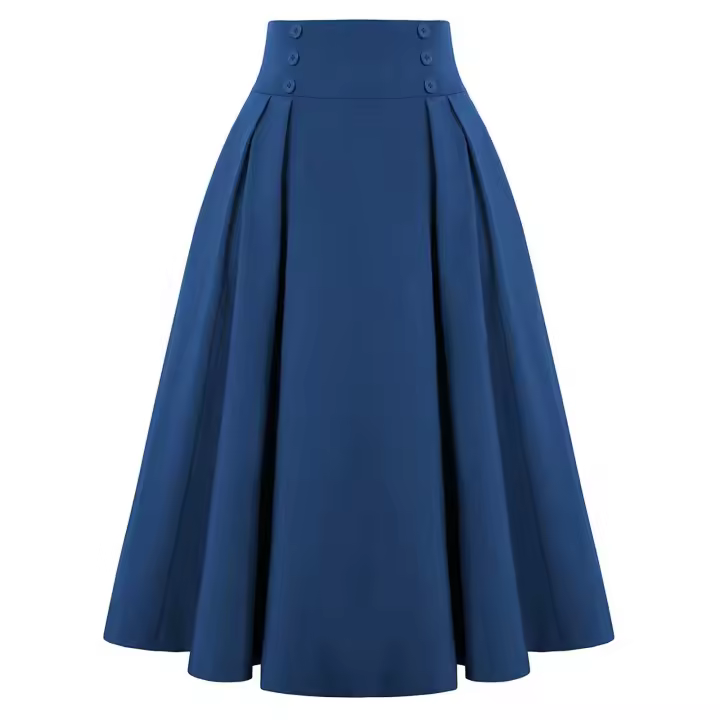 Falda larga de cintura alta para mujer, falda de medio cuerpo, dobladillo con volantes irregulares, elegante, Vintage, color sólido - 1