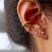 Pendientes de cartílago de acero hipoalergénico para hombre y mujer, aretes pequeños de circonita cúbica con parte posterior plana, Piercing de hélice, regalo de joyería - details 1