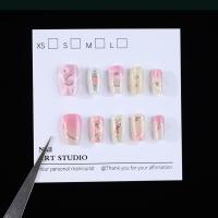 10pcs Uñas Postizas Cortas Estilo Francés Para Mujeres Y Niñas Diseño De Ojo De Gato Y Mariposa Cubiertas Completo Uñas Falsas Desmontables Para Fiesta - details 7