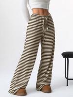 Pantalones de Algodón con Rayas para Mujer Cintura Elástica, Talla Única, Novedad de Otoño - details 27