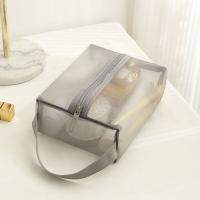 Bolsa de maquillaje de malla portátil informal, bolsa de cosméticos transparente cuadrada ligera con cremallera, estuches de cosméticos de gran capacidad para baño - details 3