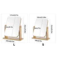 El espejo de maquillaje de pie de madera puede girar 360 grados, generalmente utilizado en dormitorios y hogares, cómodo de usar. - details 1