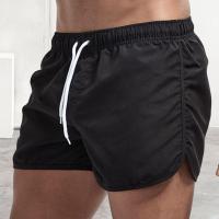 Pantalones cortos de surf de playa para hombre, cintura elástica de tiro bajo, cordón, ribete lateral irregular transpirable, traje de baño, verano - details 9