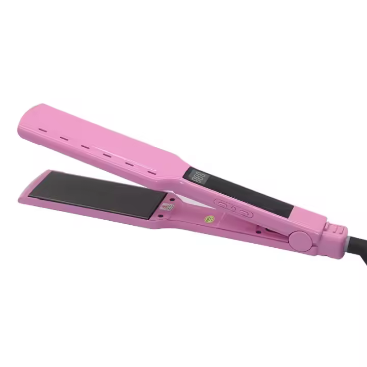 Plancha de pelo de hierro plano de titanio, rizador con pantalla LCD Digital, temperatura ajustable, planchas para el cabello lisseur - 1