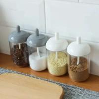 Tarro redondo con tapa, cuchara, botella, tarro sellado para condimentos, organizador de cocina - details 0