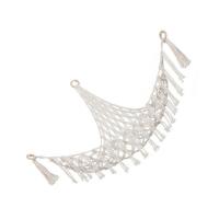 Hamaca de juguete de peluche bohemia, forma Triangular, cesta de almacenamiento de malla colgante, red de pared con borlas de algodón para dormitorio y sala de estar - details 12