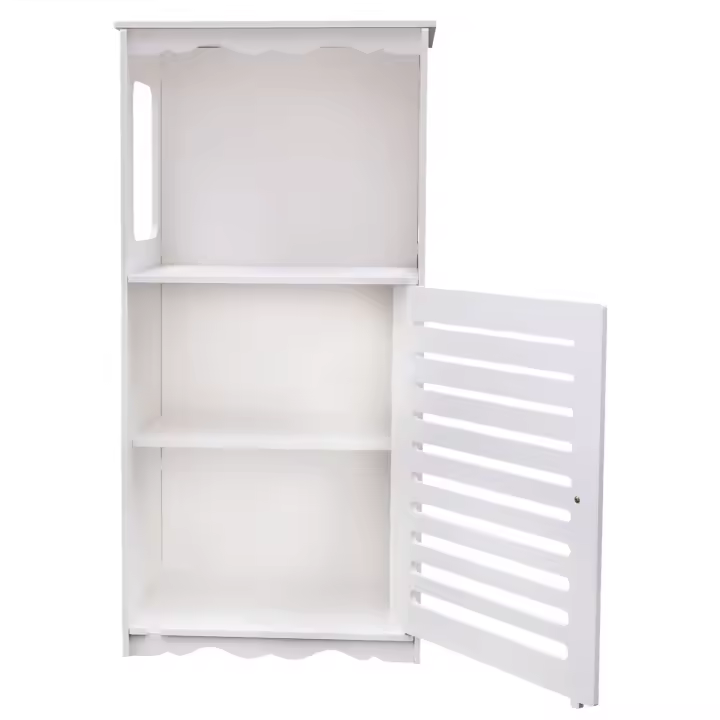 Armario de baño estrecho, mueble de madera independiente con 1 compartimento y 1 armario, 38x28x80 cm - 1