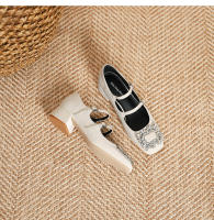 Zapatos de mujer con tacón bajo y hebilla plana - details 24