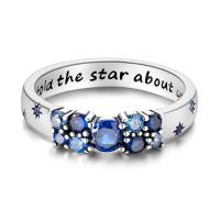 Anillos de plata de ley 925 para mujer, sortija de circonita colorida con forma de luna y Estrella, joyería fina para boda, compromiso, cumpleaños - details 8