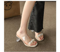 Sandalias de Moda Versátiles Tacón Medio Transparente Diamondes de Imitación Zapatillas Geniales - details 6
