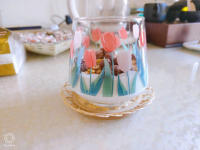 Taza de Vidrio Estilo Ins de Alta Valor Patrón de Tulipan Ideal para Desayuno de Niña Bonita - details 1