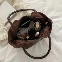 Bolso de mano de gran capacidad con superficie de gamuza para mujer, bolso de mano de ocio de moda coreana, bolso de mano con empalme de colisión de colores vintage - details 2