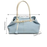 Bolso de hombro vaquero con cierre de cerrojo Simple, bolso elegante Vintage de gran capacidad para axila, bolso de mano informal de PU elegante para mujer - details 0