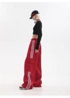 Pantalones de chándal rojos holgados informales de pierna ancha para mujer, ropa de calle de cintura alta, pantalones Cargo, pantalones Hippie para correr, ropa de primavera 2024 - details 8