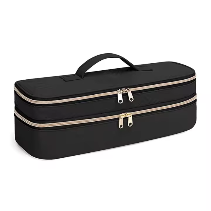 Estuche de transporte para secador de pelo, voluminizador, estilizador, herramientas para el cabello, bolsa de almacenamiento aislada, organizador para estilista con divisores - 1