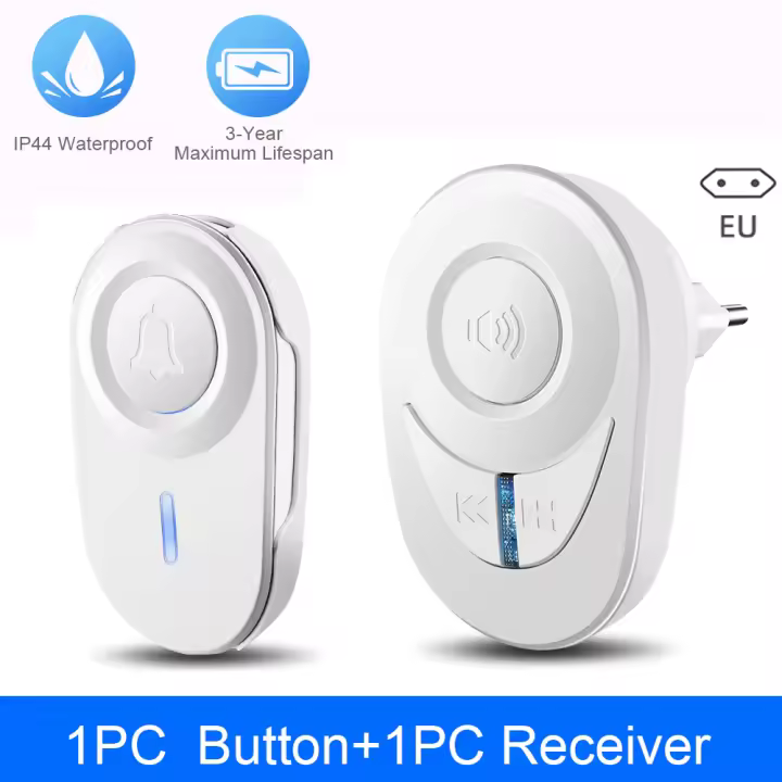Timbre de Puerta Inalámbrico Elecpow Resistente al Agua para Exteriores Belleza Inteligente para el Hogar con Luz LED y Alarma de Seguridad para Ancianos y Emergencias - 1