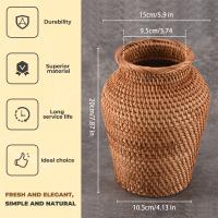 Cesta de mimbre, maceta colgante de ratán, cesta de flores, cesta de almacenamiento, jarrón de mimbre, cesta de flores tejida rústica - details 6