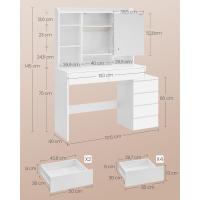 Ajustable, Mesa de Maquillaje con Espejo, Compartimentos Abiertos, Estantes Ajustables, Estación de - details 2